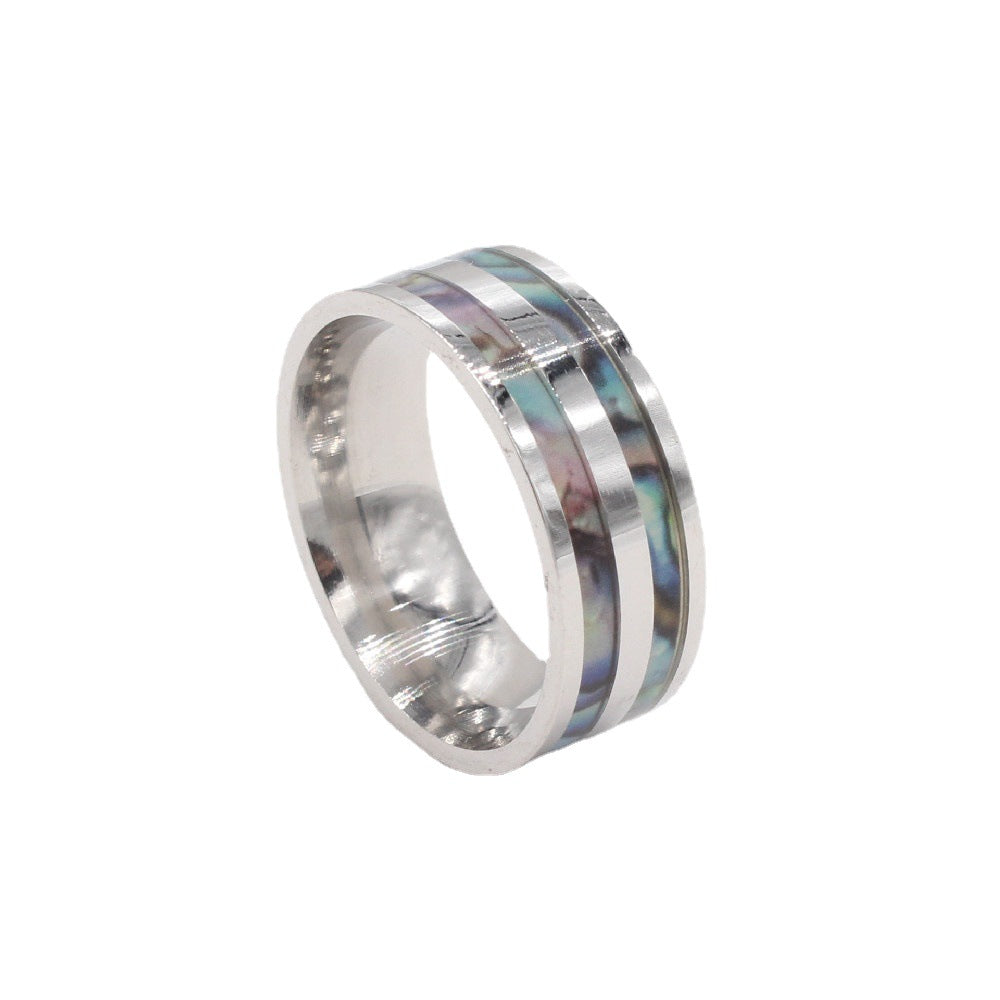 Colorful Shell Women's Titanium Steel Ring