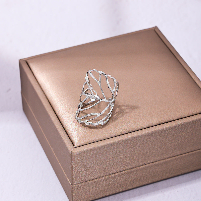 Exaggerated Leaf Design Handcrafted Metal Ring - Vienna Verve Collection