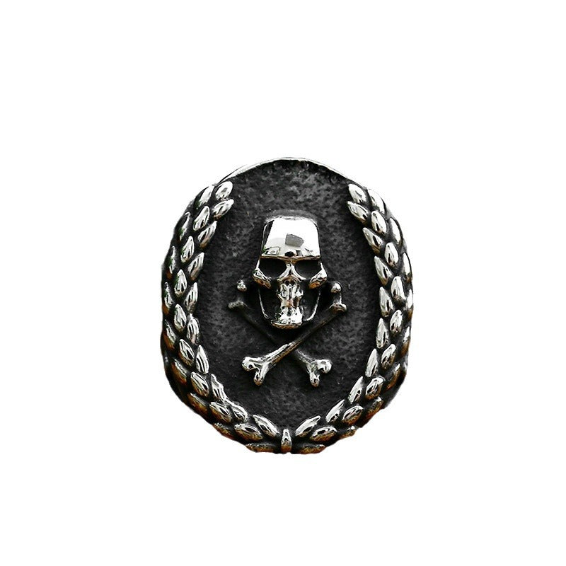 Wholesale Retro U-Shaped Titanium Steel Skull Ring for Men - European and American Style