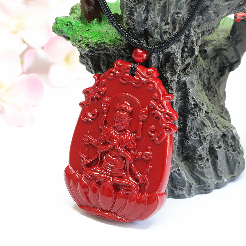 Cinnabar Pendant, Purple Gold Sand, Doumu Guanyin Pendant