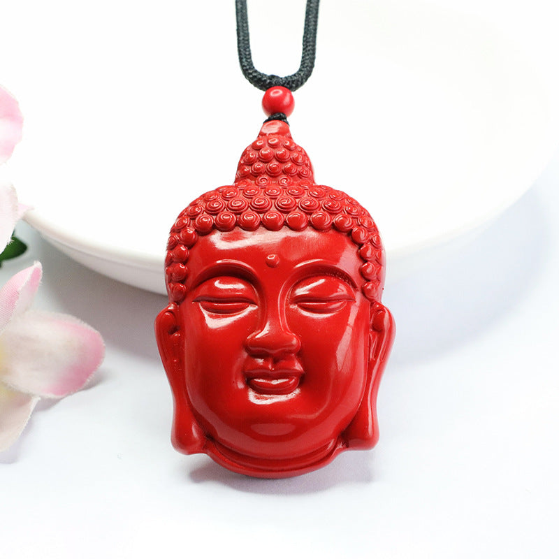 Buddha Head Pendant with Red Sand Ancestral Accent