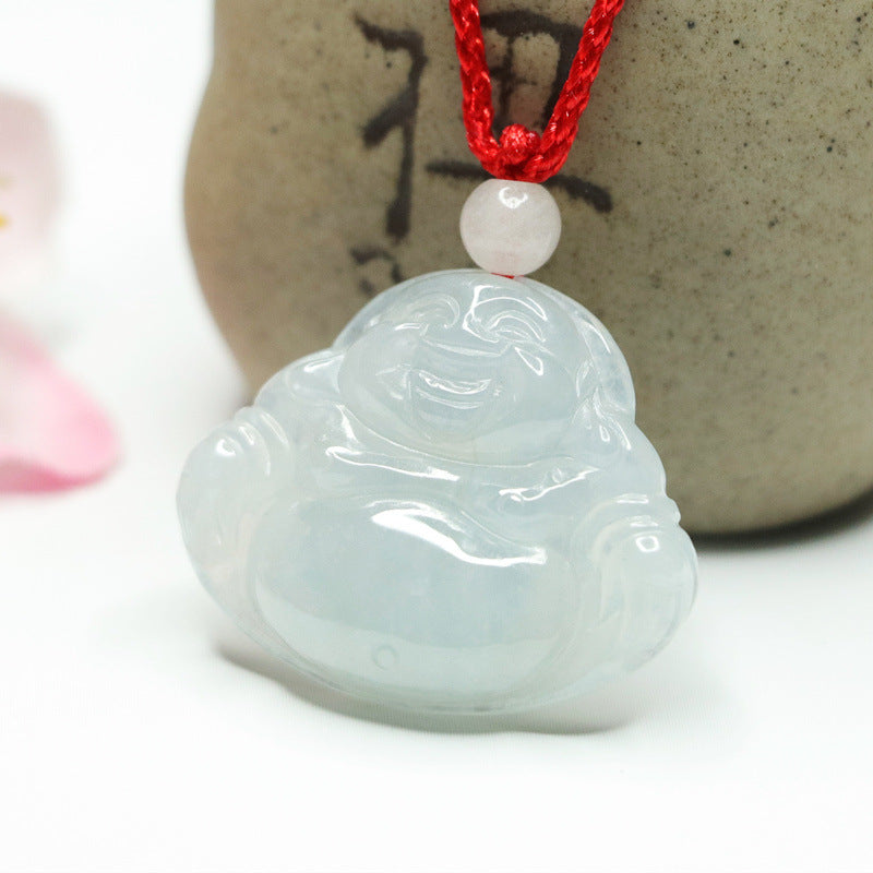 Maitreya Buddha Jade Jewelry Pendant with Sterling Silver Needle