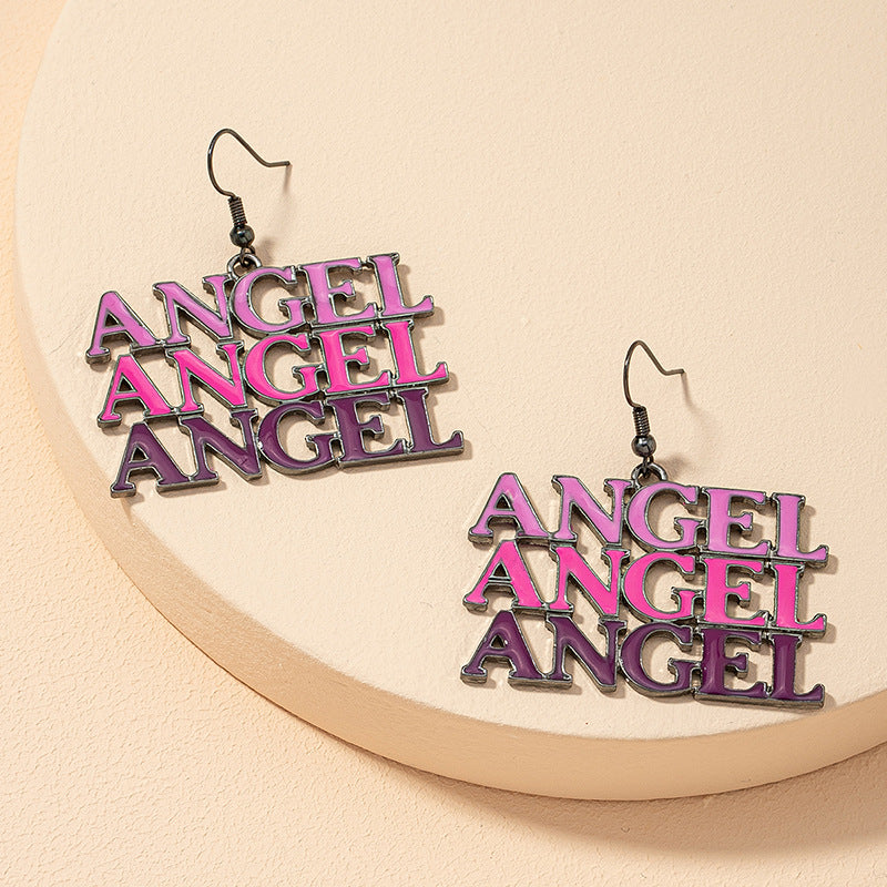 Angelic Block Letter Earrings from Vienna Verve by Planderful - Metal Needle Earrings