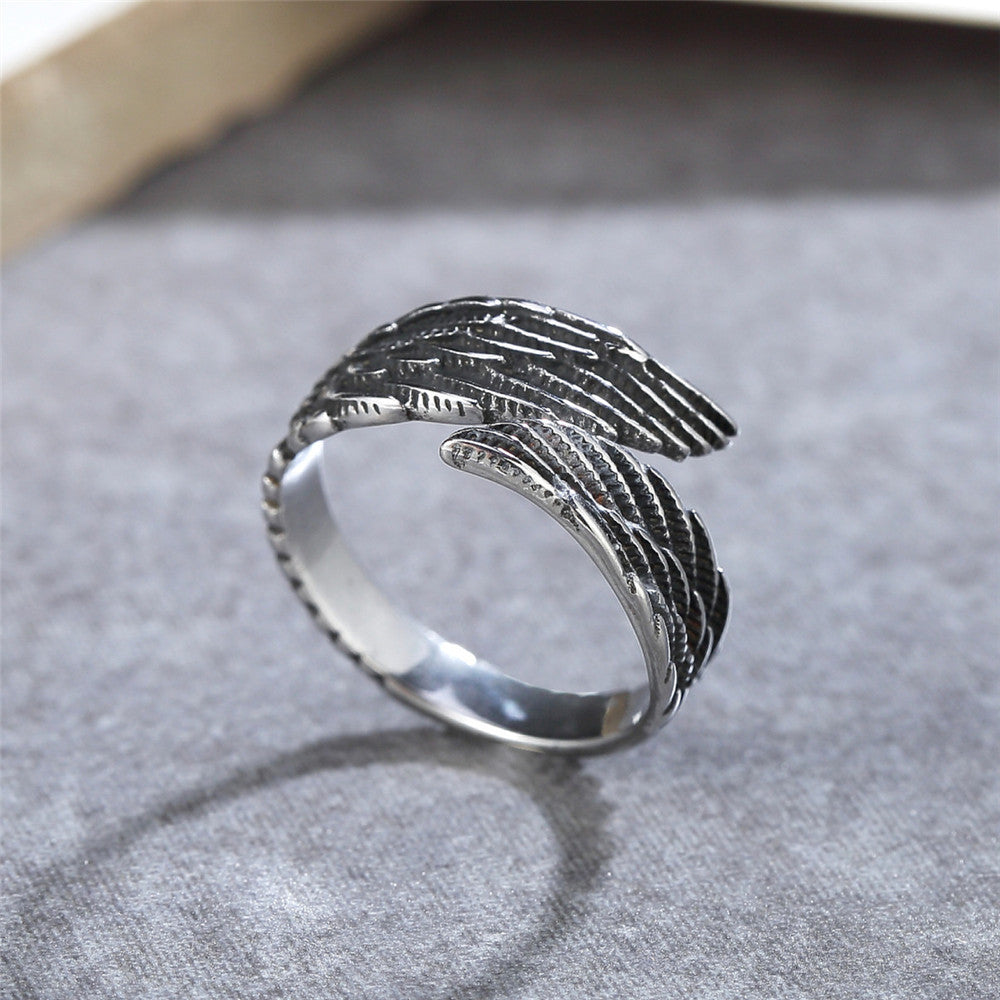 Retro Angel Wings Titanium Steel Ring