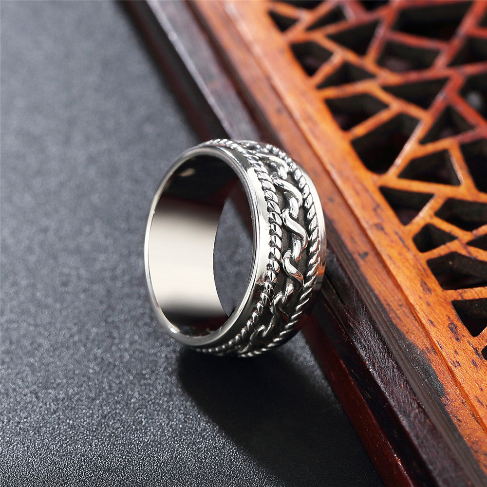 Trendy Retro Titanium Steel Ring from Planderful Collection