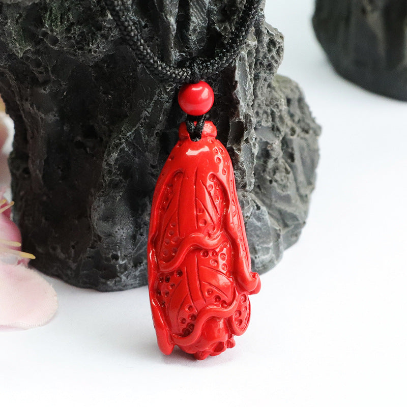 Red Sand Cabbage Pendant, Sterling Silver Cinnabar Stone Pendant