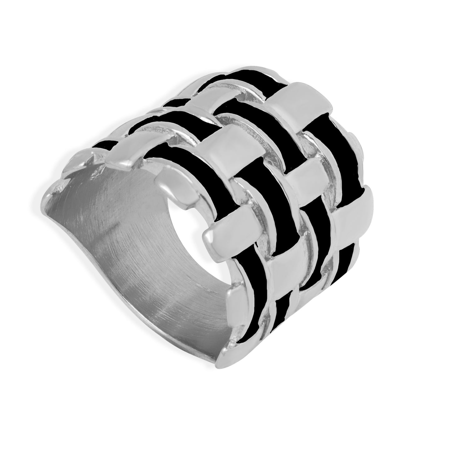 Golden Enamel Woven Ring - Women's Titanium Steel Jewelry