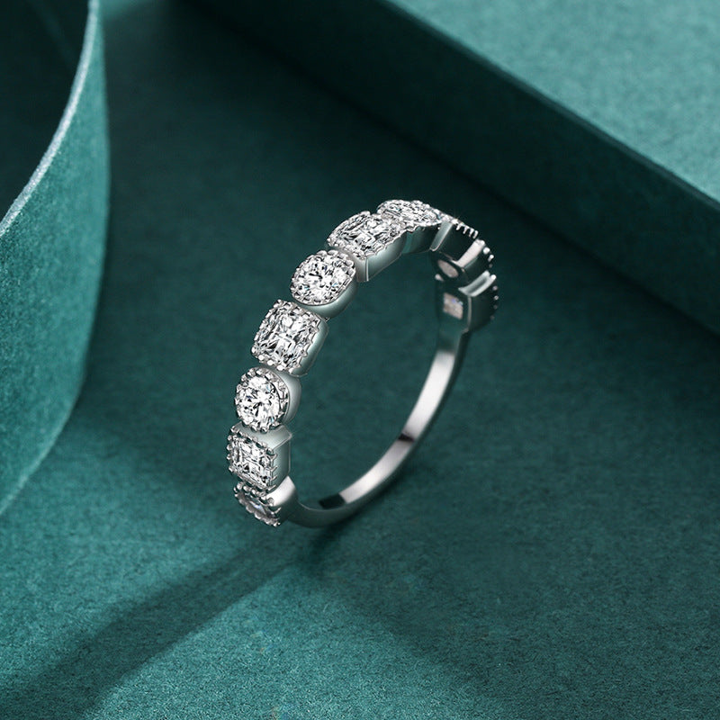 Glittering Zircon-Encrusted Sterling Silver Ring