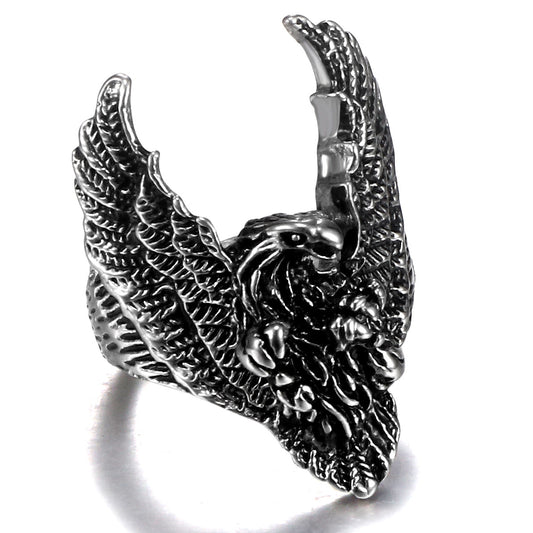 Retro Eagle Design Titanium Steel Ring for Men - Personalized American and European Fashion Jewelry