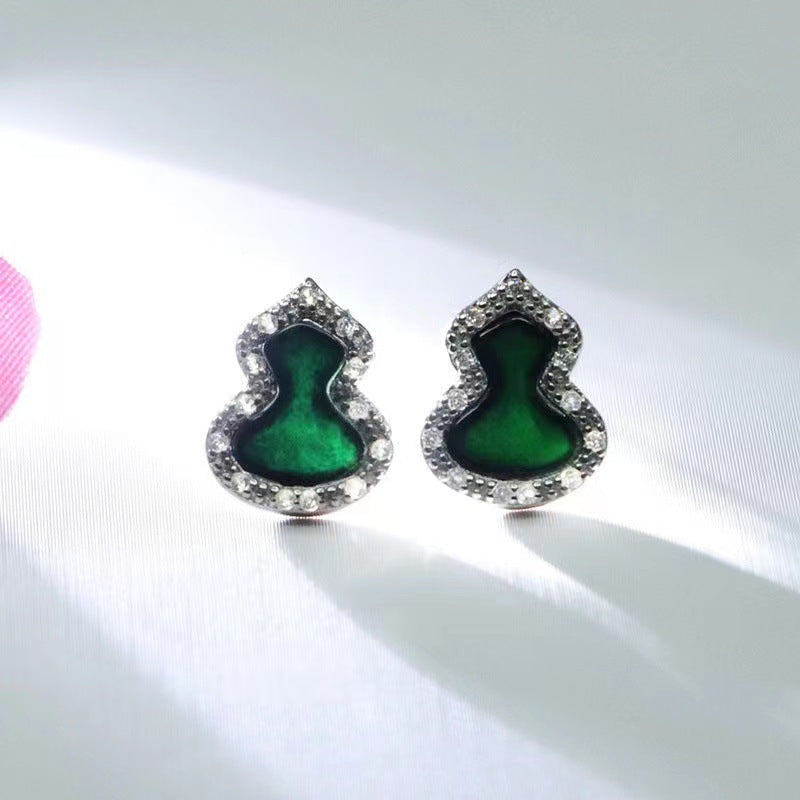 Jade Gourd Sterling Silver Earrings from Planderful Collection