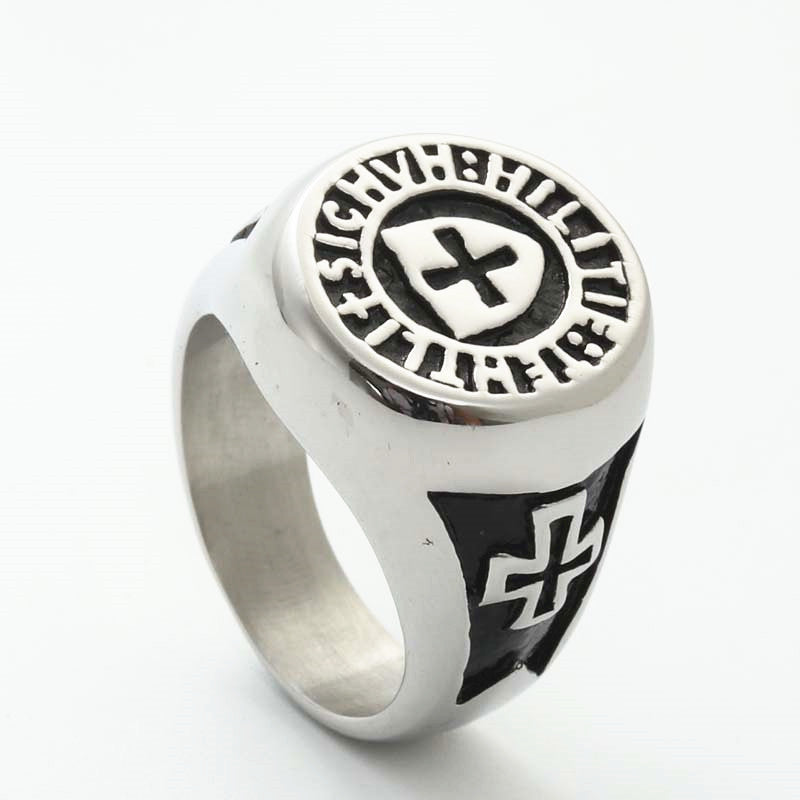 Titanium Steel Cross Ring for Men - Retro Trendy Nightclub Accessory