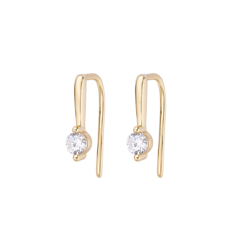 Round Zircon Silver Hook Earrings