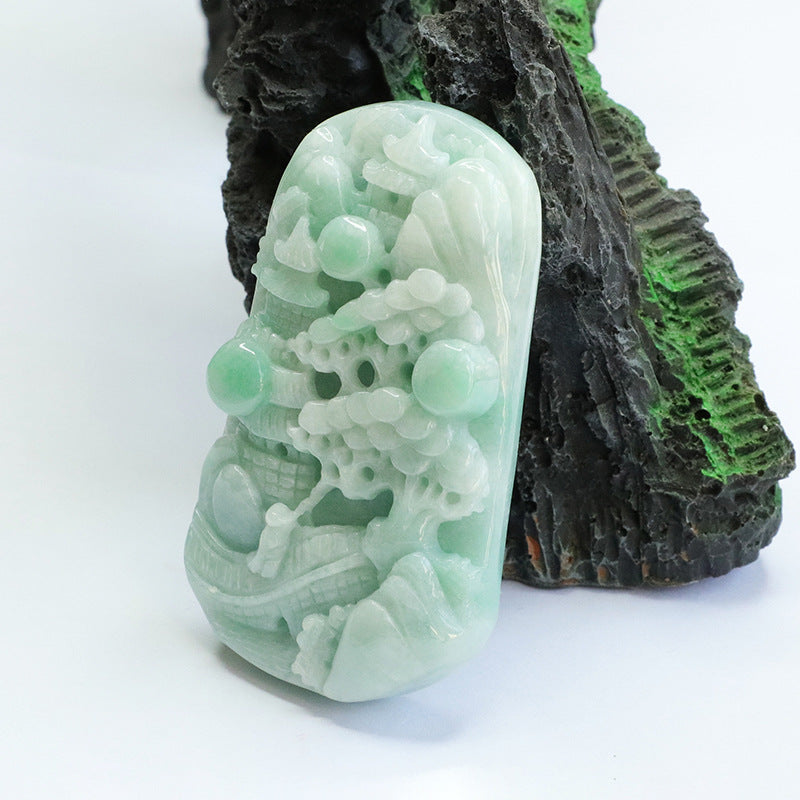 Jade Fortune's Favor Sculpted Landscape Pendant