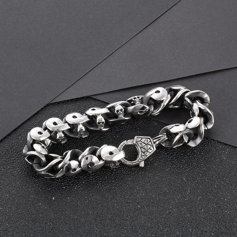 Trendy Punk Men's Skull Bracelet - Domineering Stainless Steel Hand Jewelry