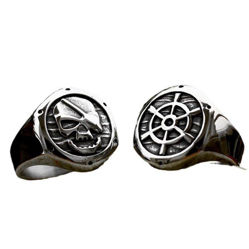 Wholesale Retro Skull Ring for Men - Punk Style Titanium Steel Jewelry