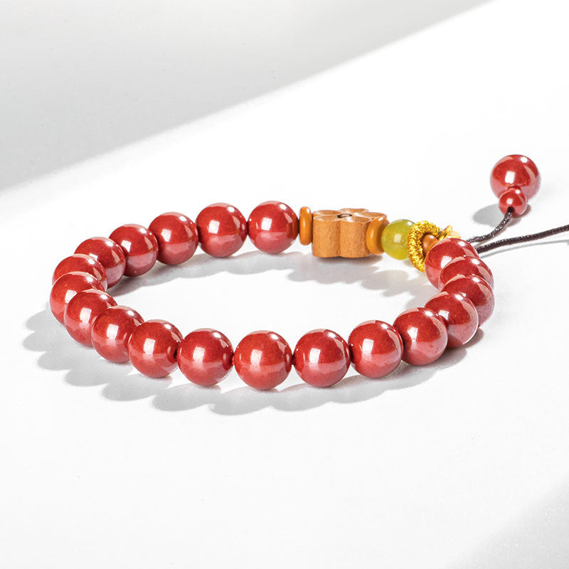 Lucky Animal Year Cinnabar Beaded Bracelet in Chinese Minority Design