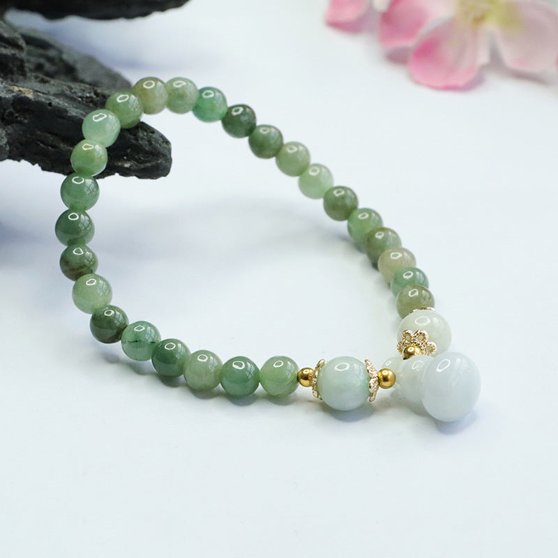 Green Jade Gourd Bracelet with Sterling Silver Needle