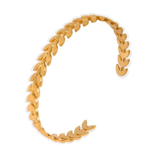 Modern Wheat Ear Open Bracelet Jewelry in Titanium Steel Gold Plating