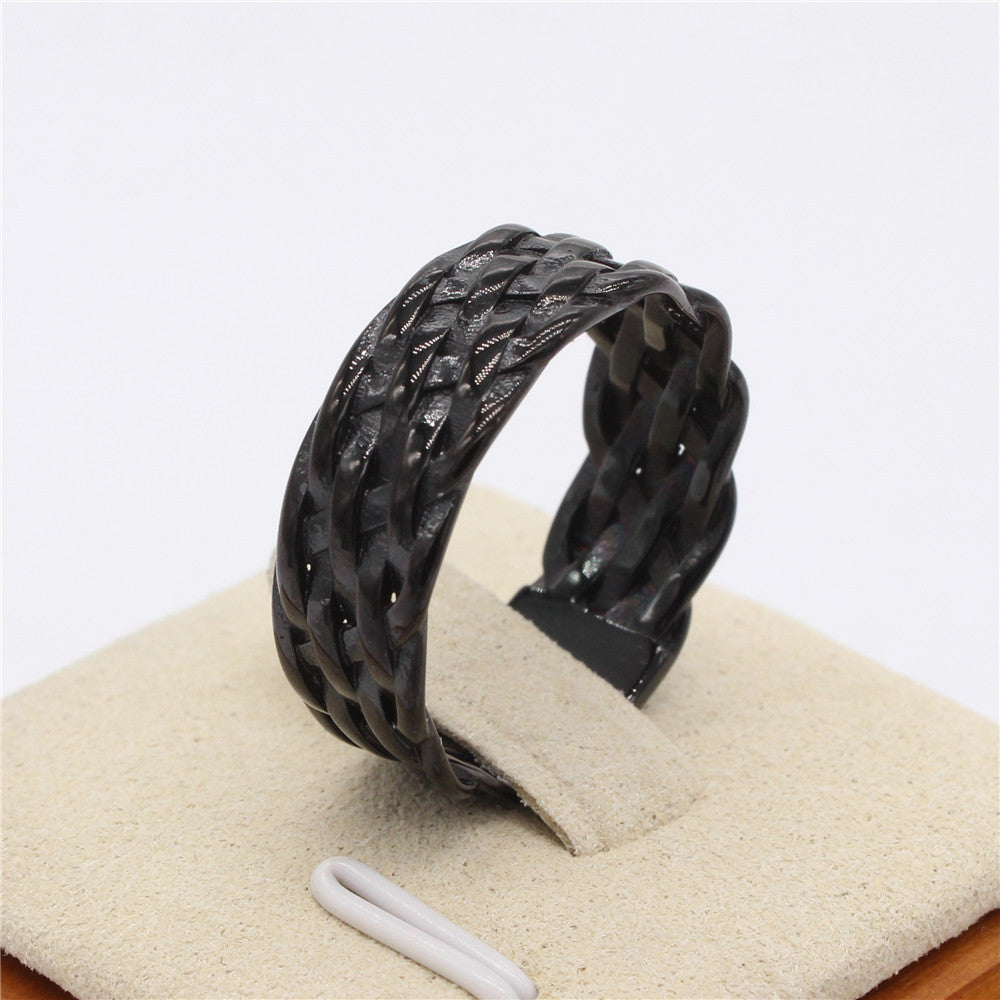 Retro Viking Weave Pattern Titanium Steel Ring for Men