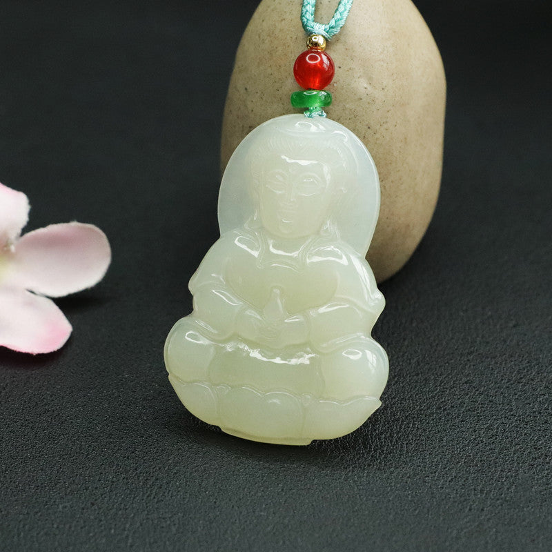 Guanyin Necklace Crafted with Hotan Jade