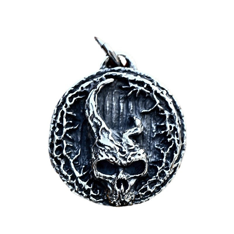 Wholesale Retro Hip-Hop Skull Pendant in Stainless Steel for Men - European and American Style