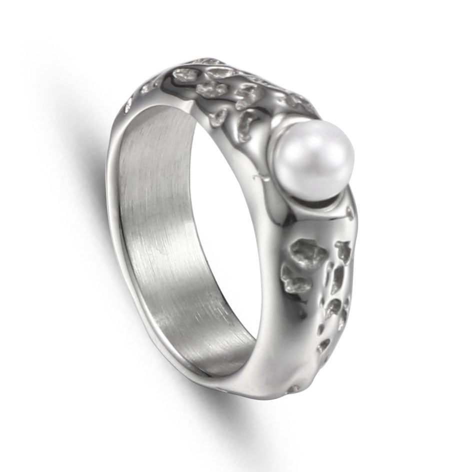 Trendy Titanium Steel Ring with Tinfoil Pattern for Women - Simple and Stylish Jewelry