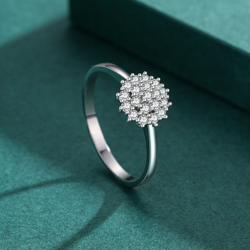 Japanese and Korean Inspired Sterling Silver Zircon Ring - Unique Minimalist Design