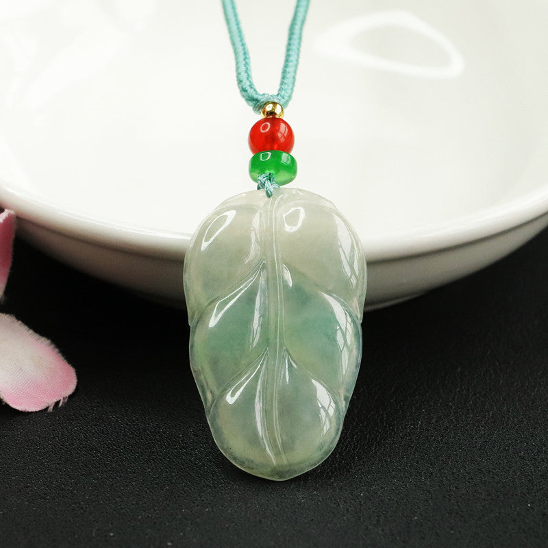 Myanmar Jade Sterling Silver Leaf Pendant - Fortune's Favor Jade Jewelry