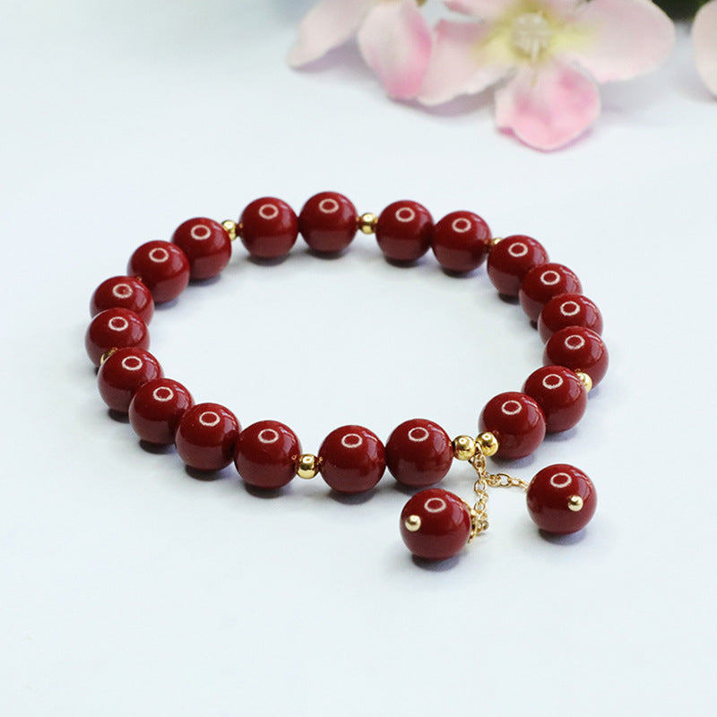 Cinnabar and Acacia Bean Sterling Silver Bracelet - Fortune's Favor Collection