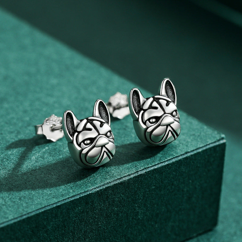 French Bulldog Stud Earrings in Sterling Silver