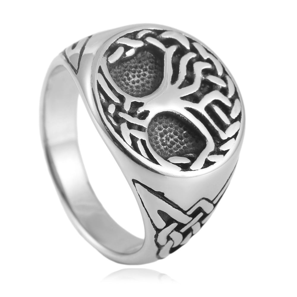 Trendy Titanium Steel Tree of Life Ring for Men and Women - Punk Retro Style