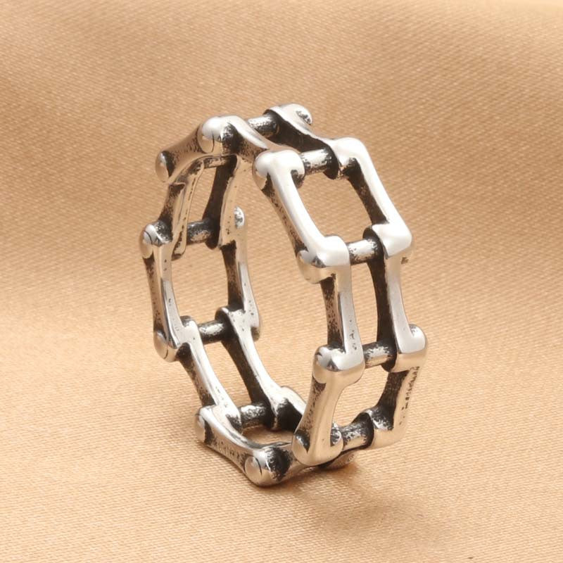 Retro Titanium Steel Chain Ring for Men - Trendy Locomotive Design Accessories