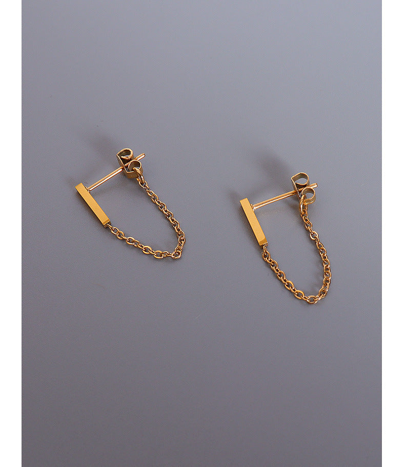 Cold Style Long Chain Tassel Earrings - 18K Gold Plated Stainless Steel Trinkets