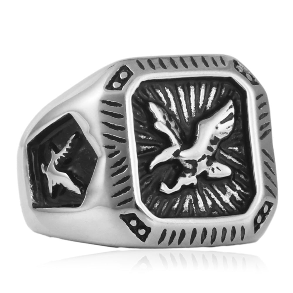 Titanium Steel Eagle Ring for Men - Retro Personalized Trendy Accessories