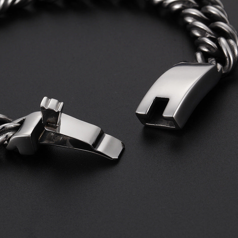 Trendy Punk Style Titanium Steel Men's Bracelet - European and American Fashion Jewelry