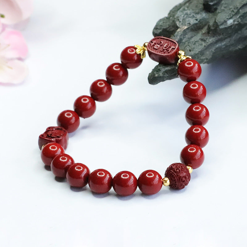 Purple and Gold Cinnabar Stone Bracelet from the Fortune's Favor Collection