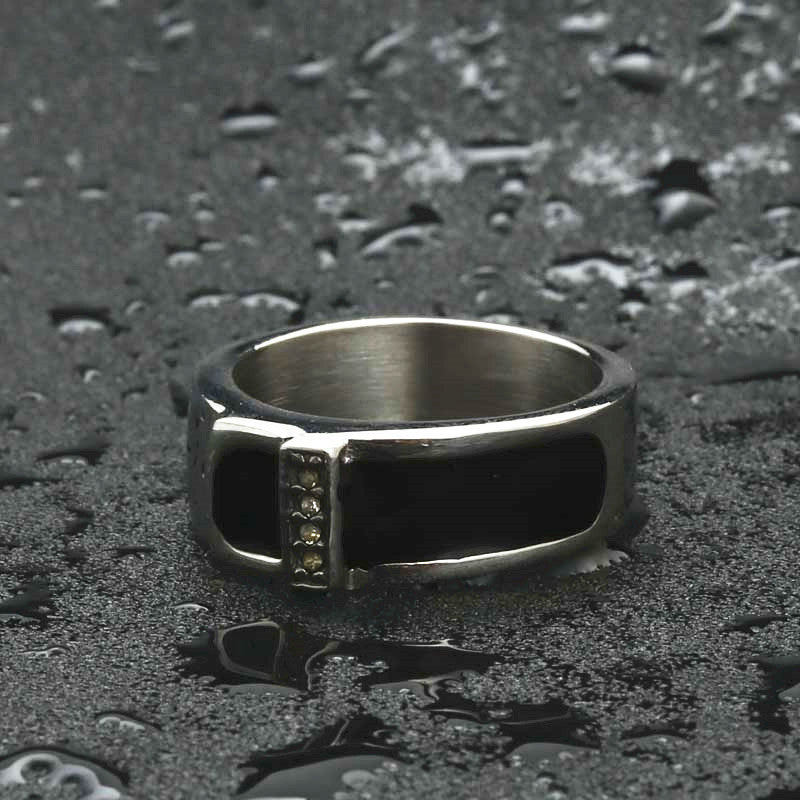 Titanium Steel Retro Dripping Ring for Men - Trendy Punk Style Direct from Manufacturer