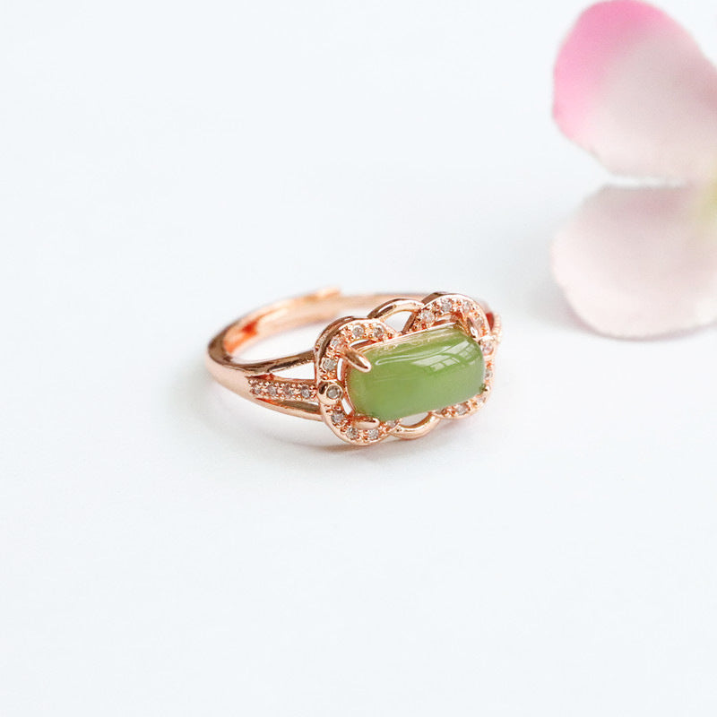 Lake Green Jade Zircon Sterling Silver Ring