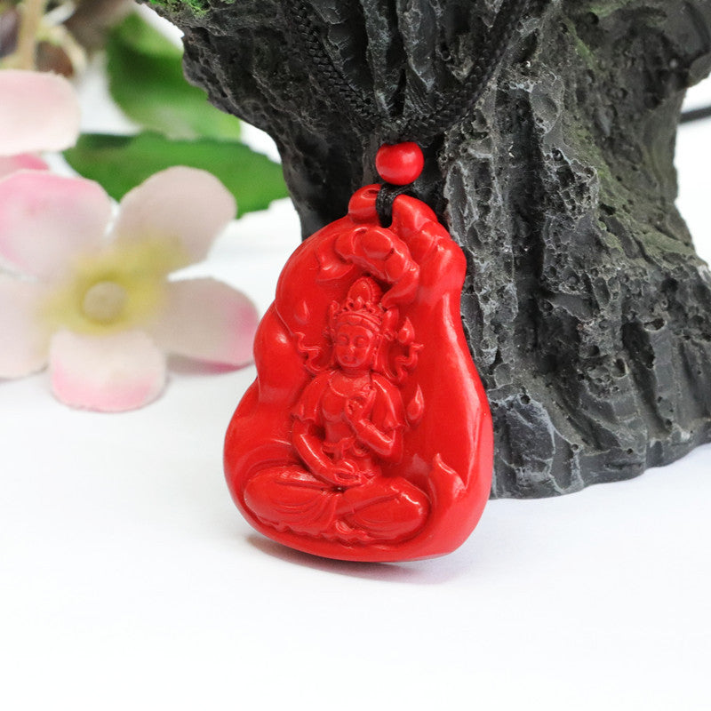 Cinnabar Pendant Red Sand Buddha Guanyin Pendant Jewelry