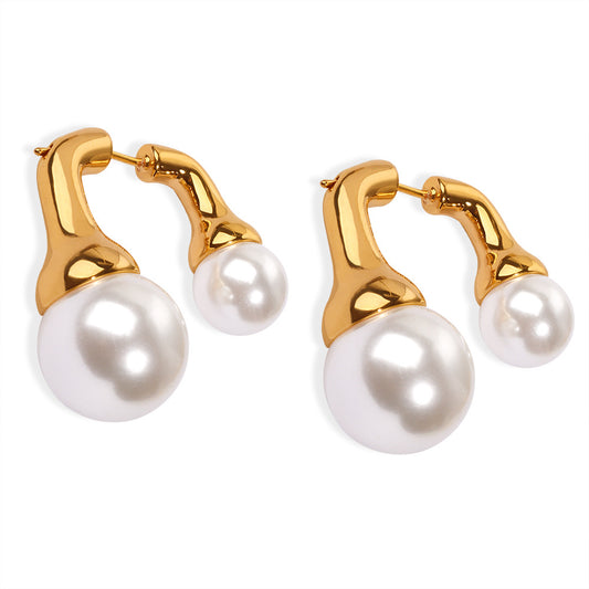 Medieval Inspired Copper and Imitation Pearl Drop Earrings - Wholesale Fashion Jewelry