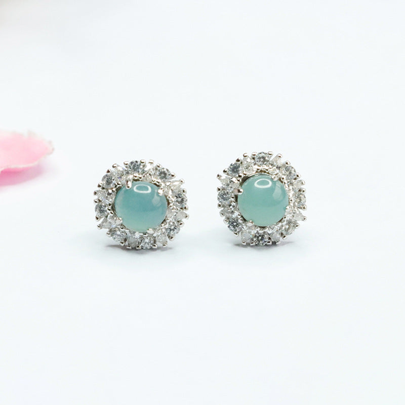 Sterling Silver Jade Stud Earrings