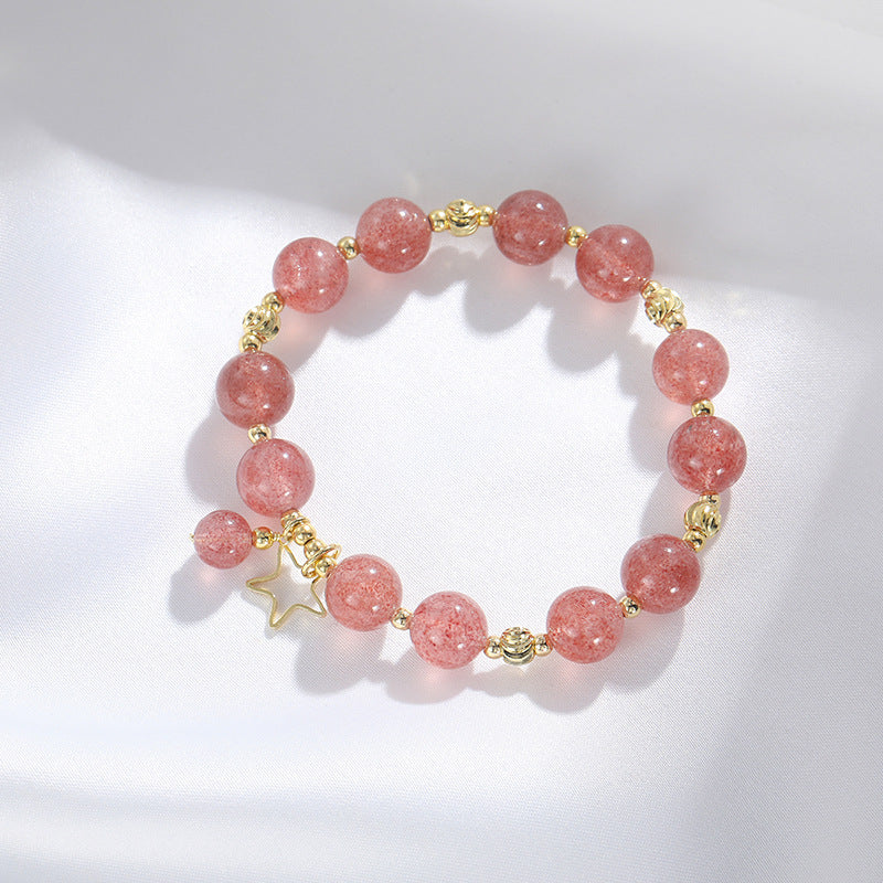 Sparkling Starlight Strawberry Crystal Bracelet Handpiece for Women - Forest Series