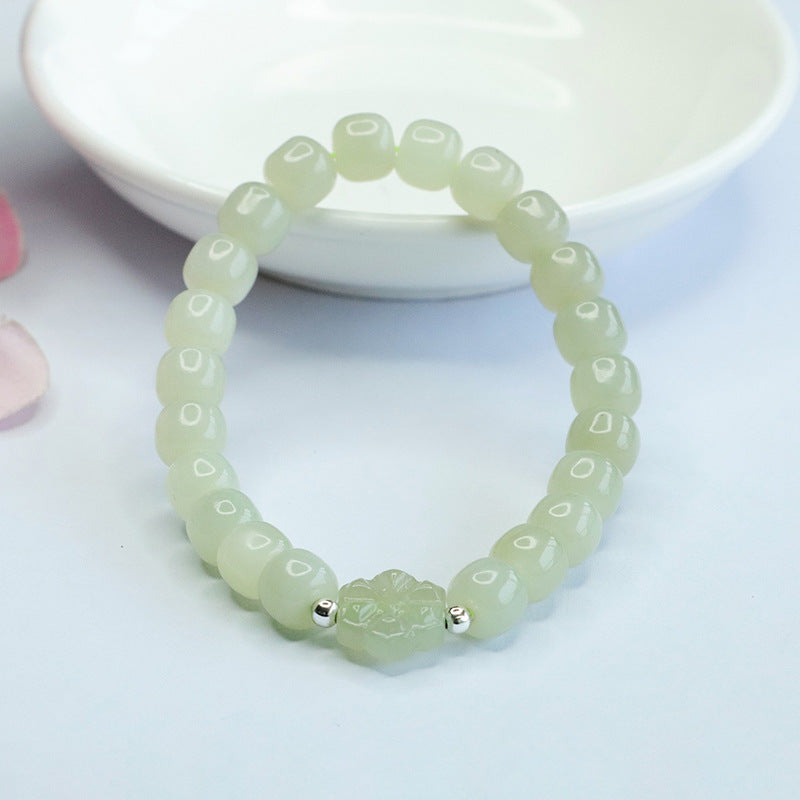 Fortune's Favor Sterling Silver Jade Bead Bracelet for Women