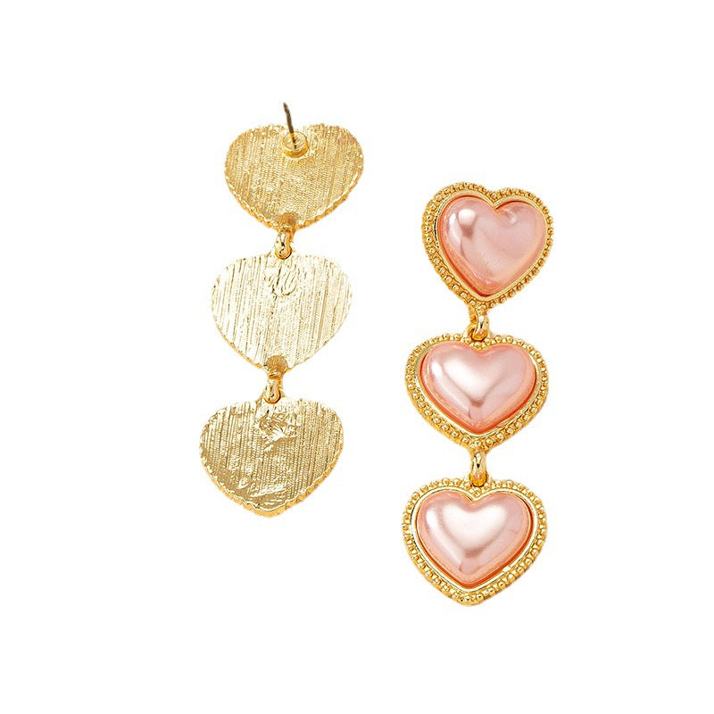 Luxurious French Pearl Love Heart Earrings - Vienna Verve Collection