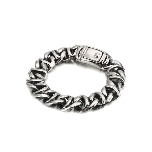 Stylish Statement Men's Stainless Steel Bracelet - Creative Titanium Steel Jewelry for Bold Personalities