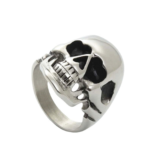 Titanium Steel Punk Skull Ring for Men - Retro Ghost Head Design in Glossy Finish