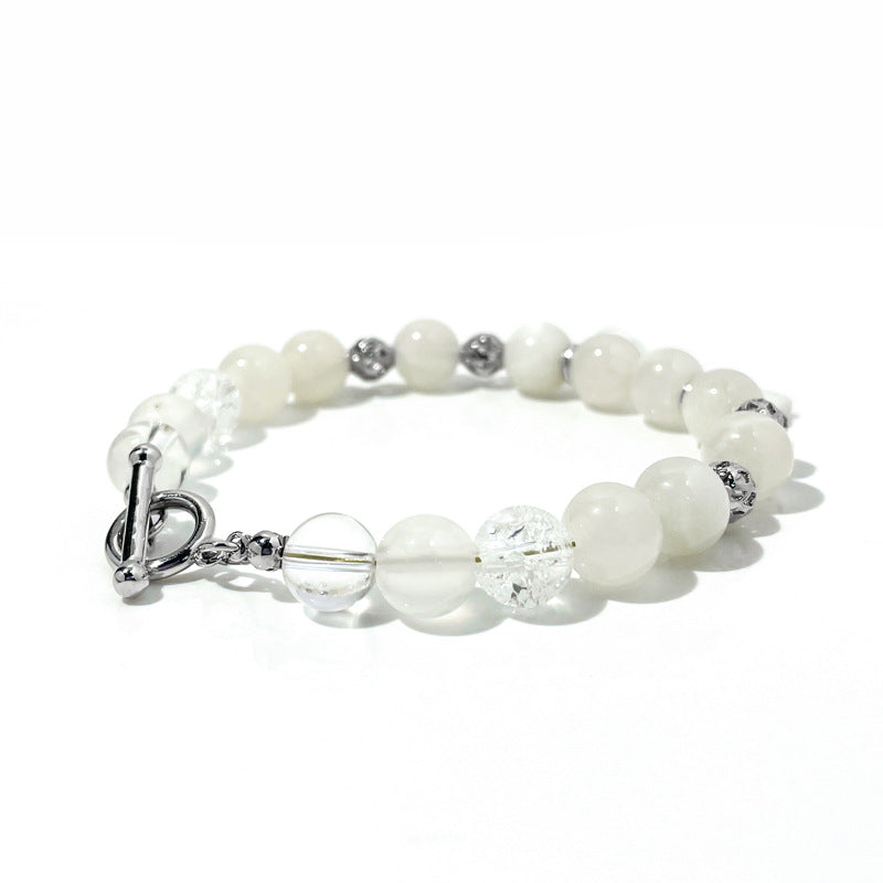 Fortune's Favor Sterling Silver Bracelet with Moonstone and Crystal Beads and Star Pendant