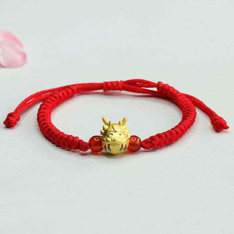 Dragon Fortune Red Agate Sterling Silver Bracelet