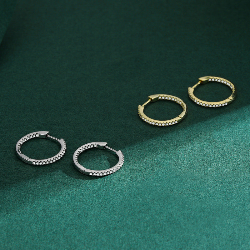 Elegant S925 Sterling Silver Earrings for Women with Sparkling Zircon Gemstones