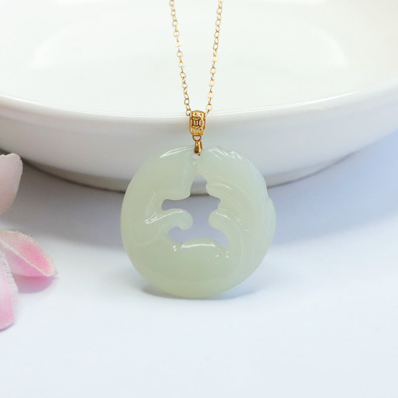 Jewelry Jade Necklace with Fox Pendant - Hotan Jade Stone